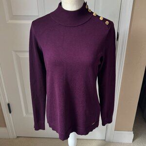 Calvin Klein - Turtleneck/Mock Neck Sweater - Maroon/Purple (Size: M)